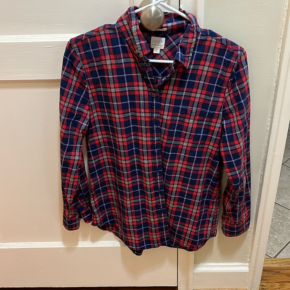 NWOT J.Crew Long sleeve Boy Fit Women’s Button Up- Plaid